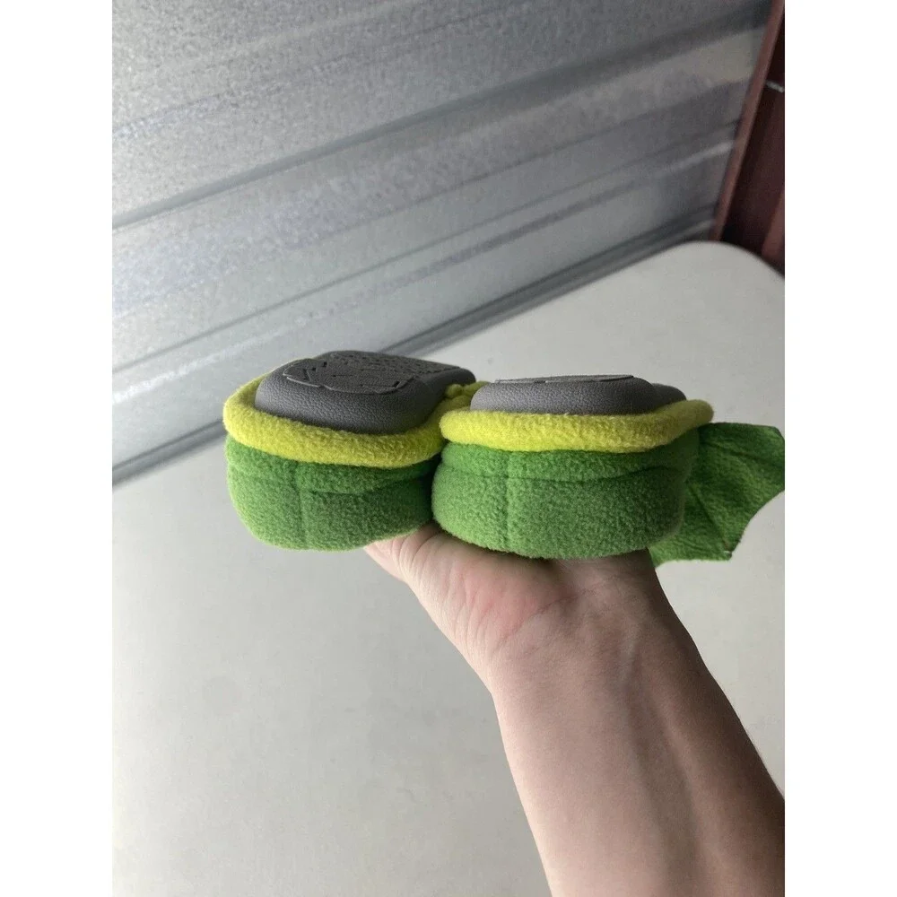Dearfoams Dinosaur Triceratops Plush Slippers Green Toddler Size 7-8 US